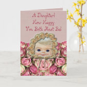 Precious Baby Girl Rozen Gefeliciteerd Kaart (Gele Bloem)
