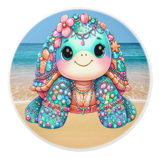 Precious Bling Baby Turtles - Meer onderweg - Keramische Knop (Voorkant)