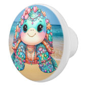 Precious Bling Baby Turtles - Meer onderweg - Keramische Knop (Rechts)