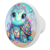 Precious Bling Baby Turtles - Meer onderweg - Keramische Knop (Rechts)