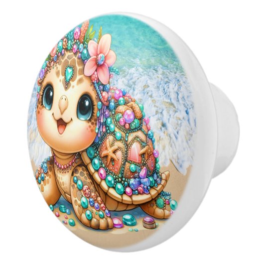 Precious Bling Baby Turtles - Meer onderweg - Keramische Knop (Rechts)