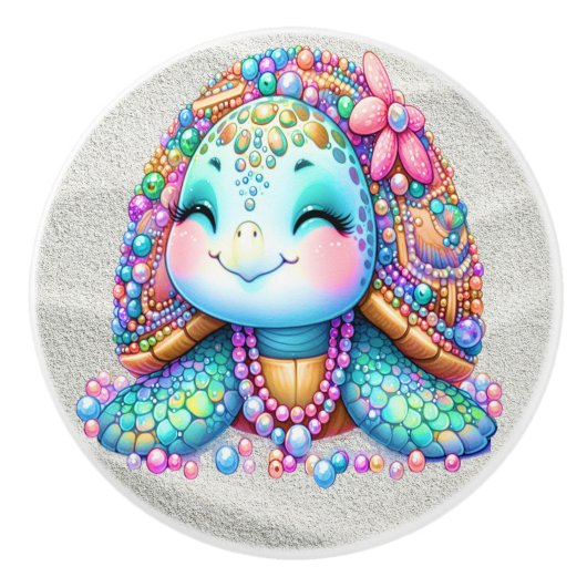 Precious Bling Baby Turtles - Meer onderweg - Keramische Knop (Voorkant)