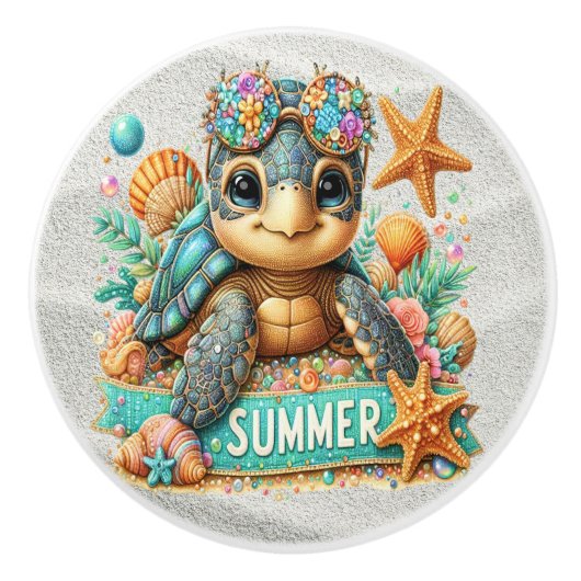 Precious Bling Baby Turtles - Meer onderweg - Keramische Knop (Voorkant)