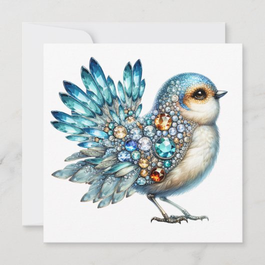 Precious Bling Birds Thema Uitnodiging (Voorkant)