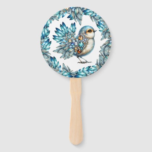 Precious Bling Birds Thema Uitnodiging Handwaaier (Voorkant)