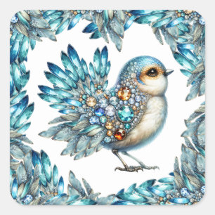 Precious Bling Birds Thema Uitnodiging Vierkante Sticker