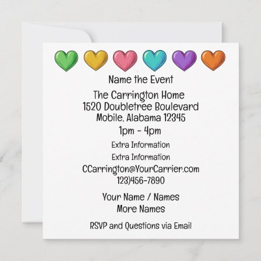 Precious Bling Vogels Thema Uitnodiging (Achterkant)