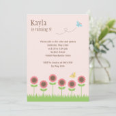 Precious Blooms Birthday Party Invitation Kaart (Staand voorkant)