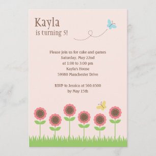 Precious Blooms Birthday Party Invitation Kaart