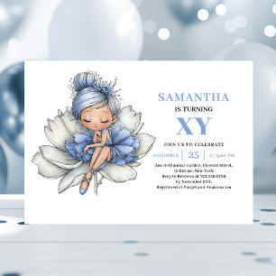 Precious Blue Fairy Girl 5e Verjaardag Pastel Kaart