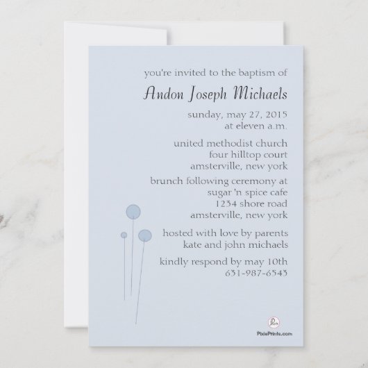 Precious Blue Religieuze Uitnodiging (Achterkant)