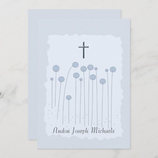 Precious Blue Religieuze Uitnodiging (Voorkant / Achterkant)