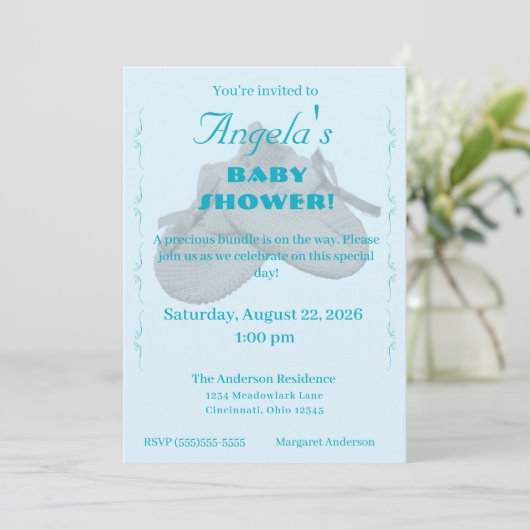 Precious Bundle Boy Baby Shower Invitation Kaart (Staand voorkant)