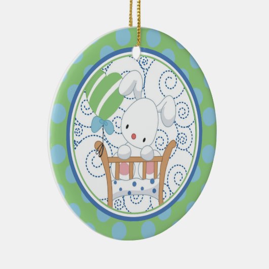Precious Bunny Baby's eerste kerstversiering Keramisch Ornament (Rechts)
