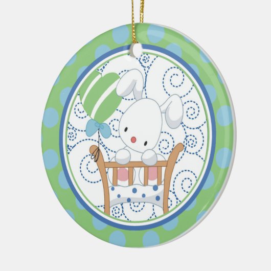 Precious Bunny Baby's eerste kerstversiering Keramisch Ornament (Links)
