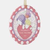 Precious Bunny Baby's eerste kerstversiering Keramisch Ornament (Rechts)