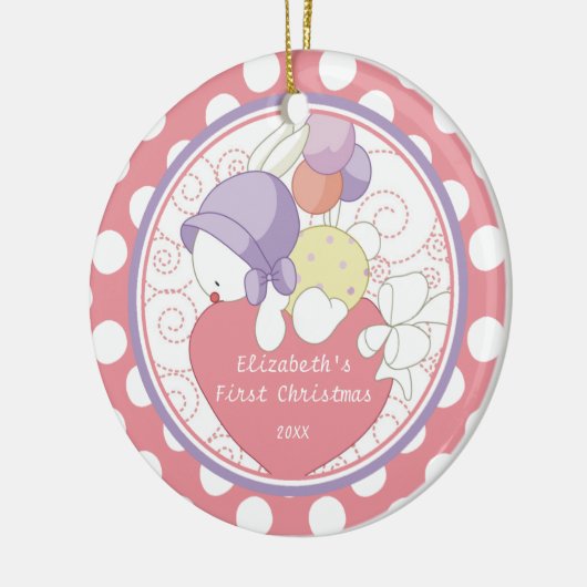 Precious Bunny Baby's eerste kerstversiering Keramisch Ornament (Links)
