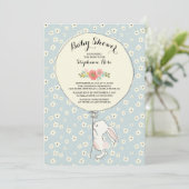 Precious Bunny Boys Baby shower Invitation Kaart (Staand voorkant)