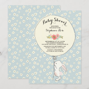 Precious Bunny Boys Baby shower Invitation Kaart