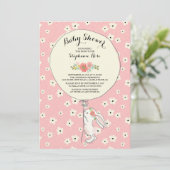 Precious Bunny Girls Baby shower Invitation Kaart (Staand voorkant)