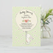 Precious Bunny Neutral Baby shower Invitation Kaart (Staand voorkant)