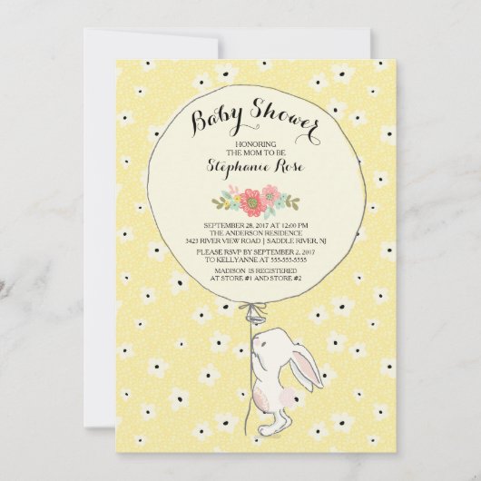 Precious Bunny Neutral Baby shower Invitation Kaart (Voorkant)