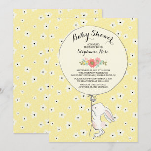 Precious Bunny Neutral Baby shower Invitation Kaart