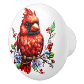 Precious Cardinal Redbird Keramische Knop (Rechts)