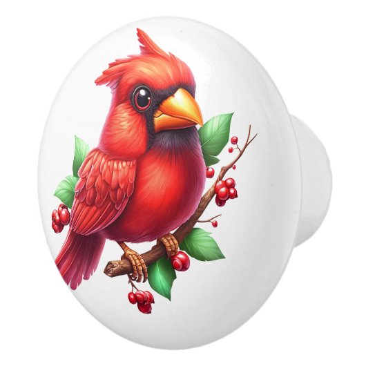 Precious Cardinal Redbird Keramische Knop (Rechts)