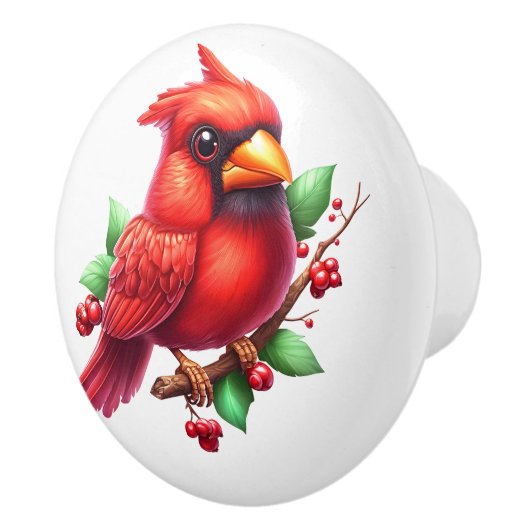 Precious Cardinal Redbird Keramische Knop (Rechts)