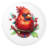 Precious Cardinal Redbird Keramische Knop (Voorkant)