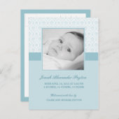 Precious Damask Baby Boy Geboorteaankondiging Aankondigingskaart (Voorkant / Achterkant)