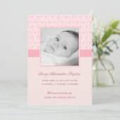 Precious Damask Baby Girl Birth Announding Aankondiging (Staand voorkant)
