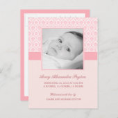 Precious Damask Baby Girl Geboorteaankondiging Aankondigingskaart (Voorkant / Achterkant)