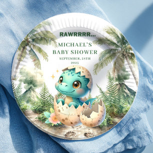 Precious Dino Baby Shower Komt Eerder Borden Papieren Bordje