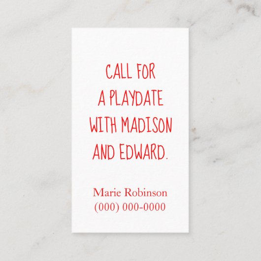 Precious Duck mama belt Contactkaartje (Achterkant)