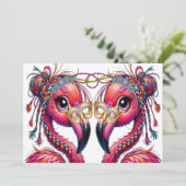 Precious Flaunty Flamingos Kaart (Staand voorkant)