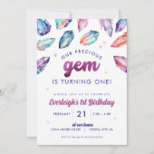 Precious Gem 1st Birthday Crystal Kaart (Voorkant)