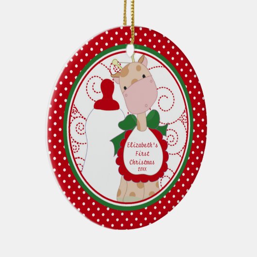 Precious Giraffe Baby's eerste kerst Ornament (Rechts)