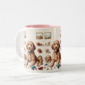 Precious Goldendoodle Artwork Tweekleurige Koffiemok (Voorkant links)