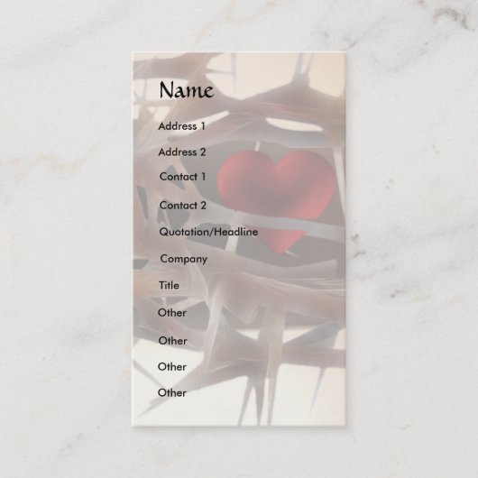 Precious Heart visitekaartje sjabloon (Voorkant)