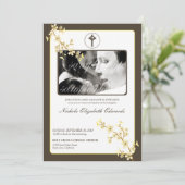 Precious Lemon Cherry Blossom Baptism Invitation Kaart (Staand voorkant)