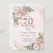 Precious Light Pink Bohemian Floral 70th Birthday  Kaart (Voorkant)