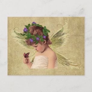 Precious Little Angel Girl w/butterfly-Briefkaart Briefkaart