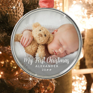 Precious Mijn Eerste Kerstmis Kind Foto Naam Jaar Metalen Ornament