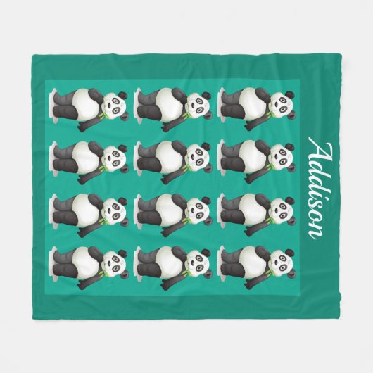 Precious Panda Flannel Blanket Fleece Deken (Voorkant (Horizontaal))