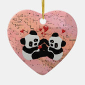 Precious Panda Hearts Keramisch Ornament (Voorkant)