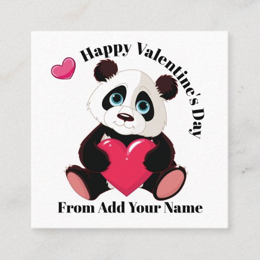 Precious Panda Valentijn - Zie terug! Vierkante Visitekaartje (Voorkant)