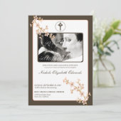 Precious Peach Cherry Blossom Baptism Invitation Kaart (Staand voorkant)