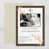 Precious Peach Cherry Blossom Baptism Invitation Kaart (Voorkant / Achterkant)